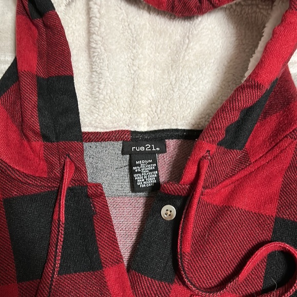 Rue 21 Buffalo check button down with hood - Picture 2 of 4